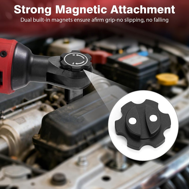 BOXmime Head Magnetic Switch for Mil-Waukee M12 Ratchet, Reversible Ratchet Knob 3/8 Socket Set, Magnetic Twist Button Tool (2 Pack) - Image 3